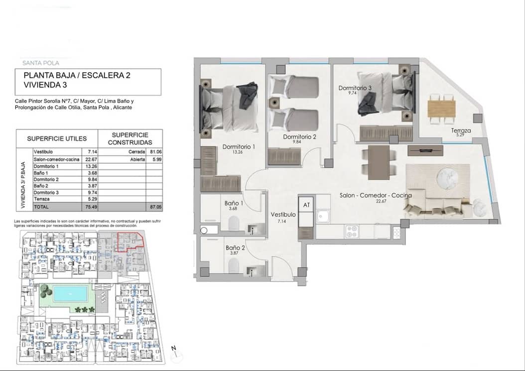 3 slaapkamer Appartement te koop in Santa Pola met zwembad garage - € 240.000 (Ref: 8446631)