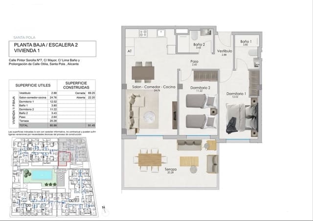 3 slaapkamer Appartement te koop in Santa Pola met zwembad garage - € 240.000 (Ref: 8446631)