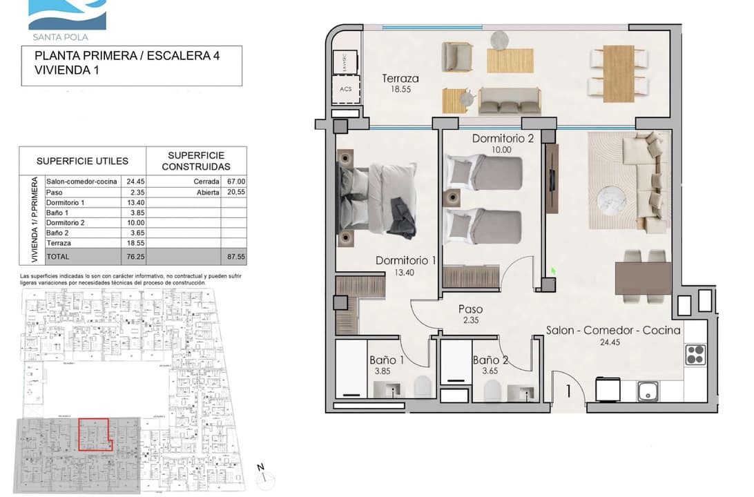 2 bedroom Apartment for sale in Santa Pola with pool garage - € 240,000 (Ref: 8446631)
