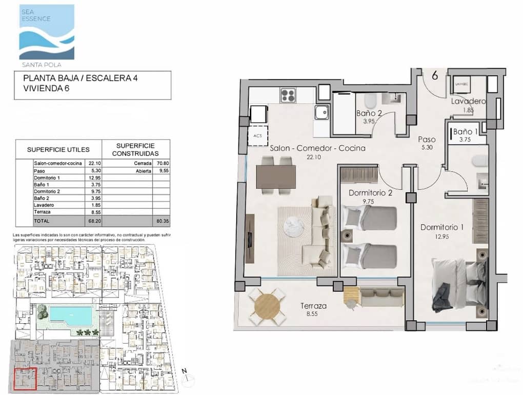 2 bedroom Apartment for sale in Santa Pola with pool garage - € 253,000 (Ref: 8446631)