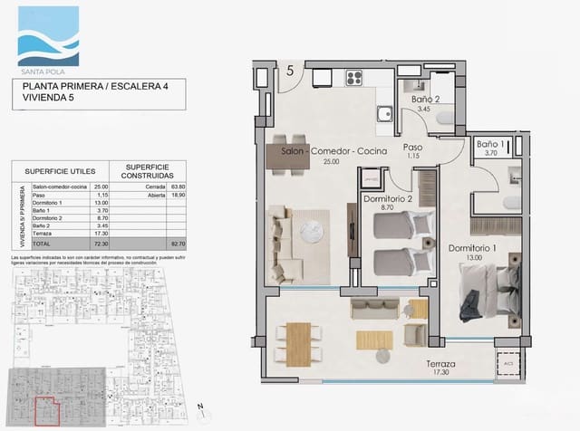 2 slaapkamer Appartement te koop in Santa Pola met garage - € 275.000 (Ref: 8793766)