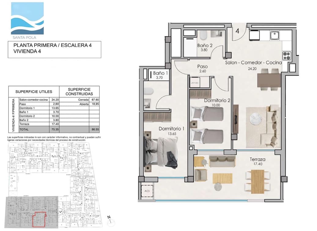 2 soverom Leilighet til salgs i Santa Pola med garasje - € 275 000 (Ref: 8793766)