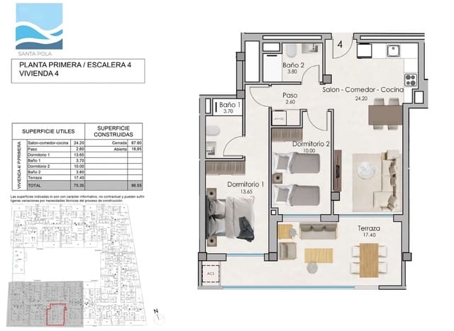 2 soverom Leilighet til salgs i Santa Pola med garasje - € 275 000 (Ref: 8793766)