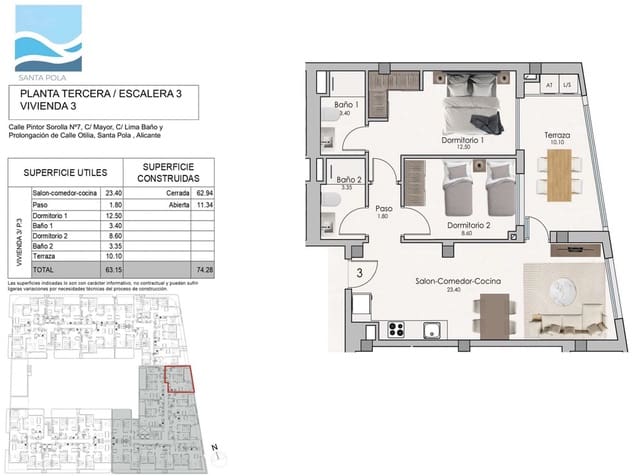 2 slaapkamer Appartement te koop in Santa Pola met garage - € 260.000 (Ref: 8889036)