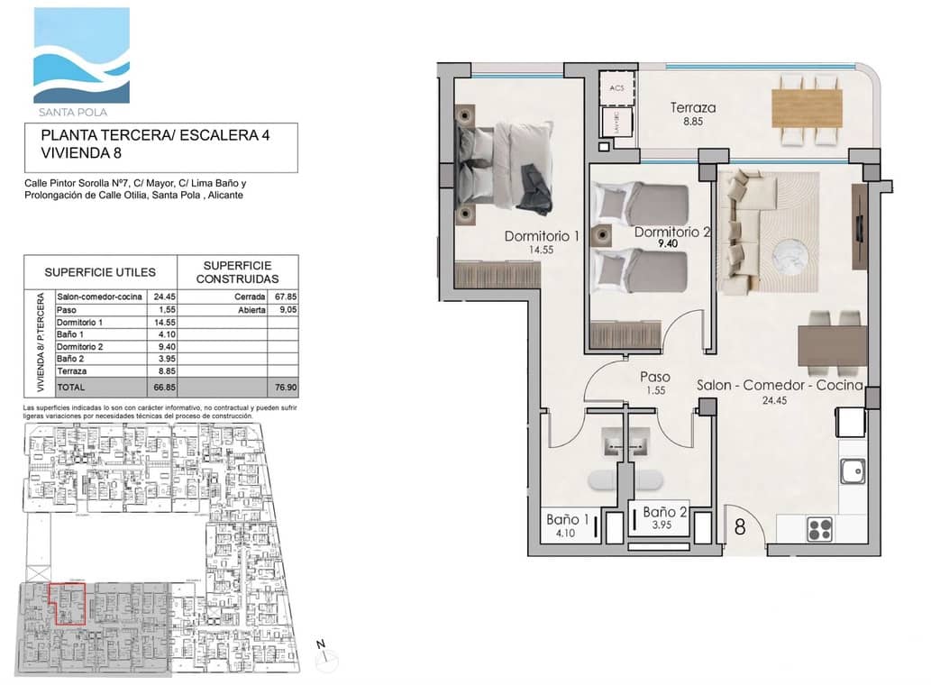 2 bedroom Apartment for sale in Santa Pola with garage - € 250,000 (Ref: 8889075)