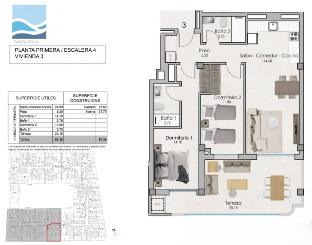 2 chambre Appartement à vendre à Santa Pola avec garage - 330 000 € (Ref: 8889075)