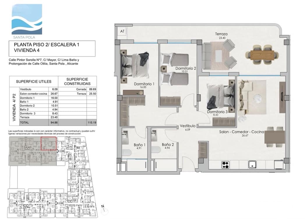 3 camera da letto Appartamento in vendita in Santa Pola con garage - 305.000 € (Rif: 8889076)