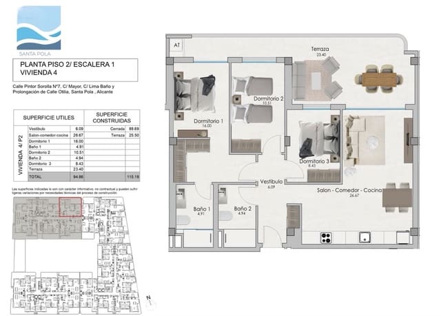 3 bedroom Apartment for sale in Santa Pola with garage - € 305,000 (Ref: 8889076)