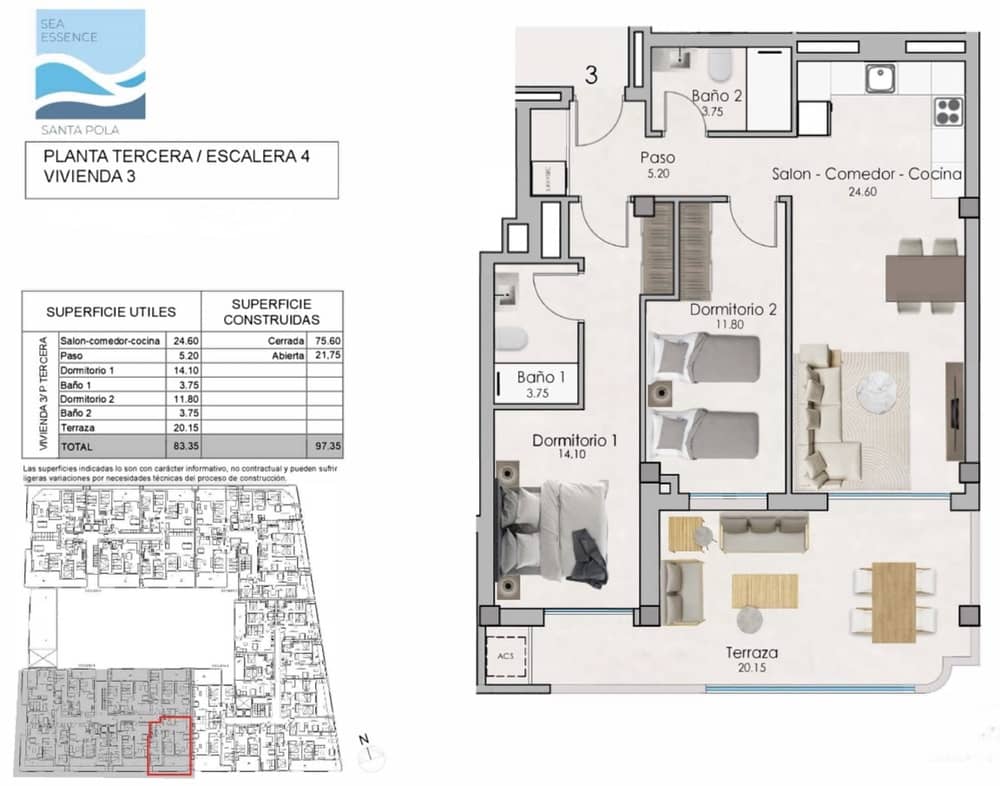 2 bedroom Apartment for sale in Santa Pola with garage - € 305,000 (Ref: 8889076)