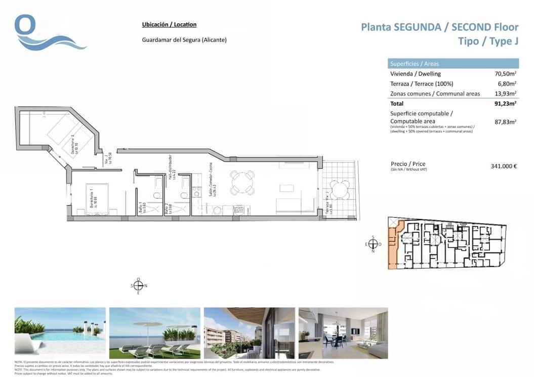 2 chambre Appartement à vendre à Guardamar del Segura avec piscine garage - 341 000 € (Ref: 8893914)