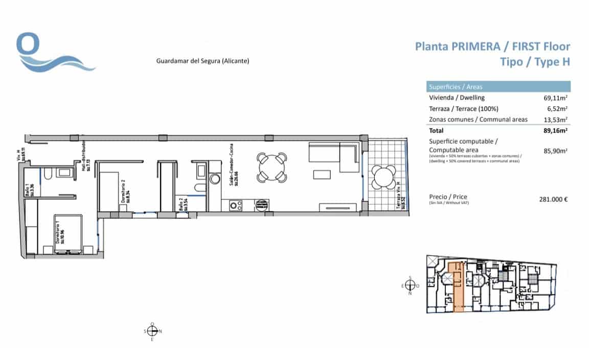 2 camera da letto Appartamento in vendita in Guardamar del Segura con piscina garage - 307.000 € (Rif: 8910759)