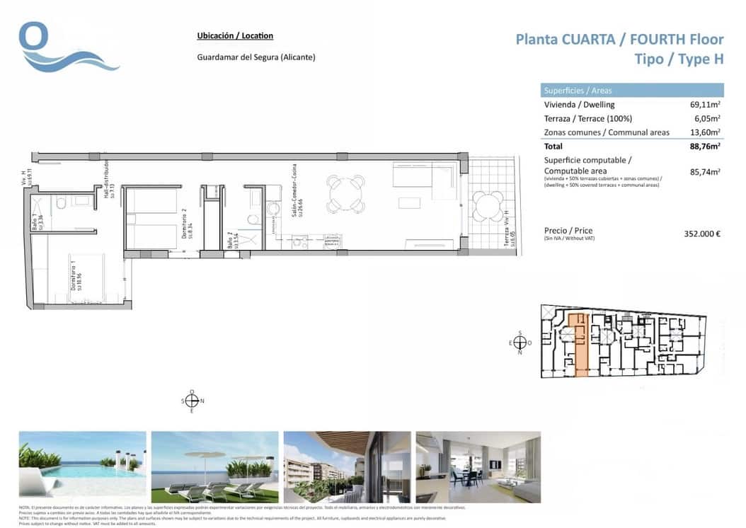 2 Zimmer Apartment zu verkaufen in Guardamar del Segura mit Pool Garage - 352.000 € (Ref: 8910759)