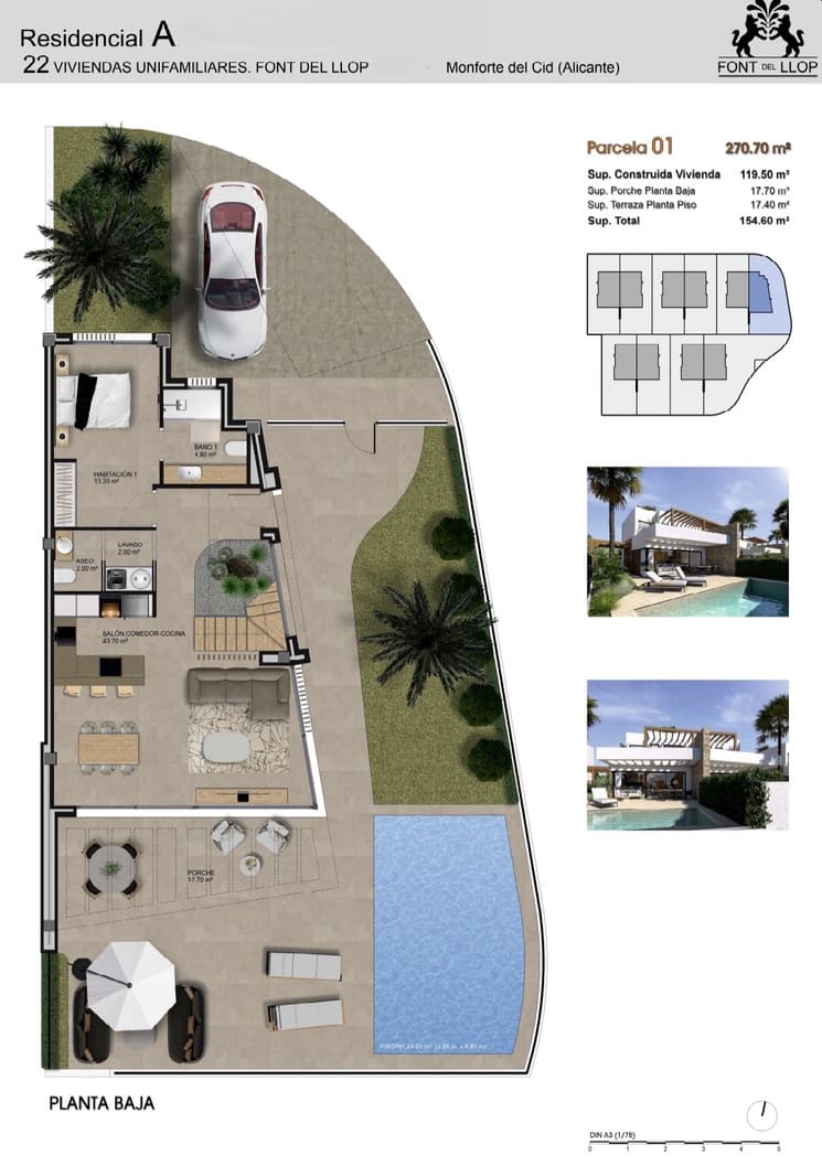 3 makuuhuone Huvila myytävänä paikassa Monforte del Cid mukana uima-altaan - 639 000 € (Ref: 9151066)
