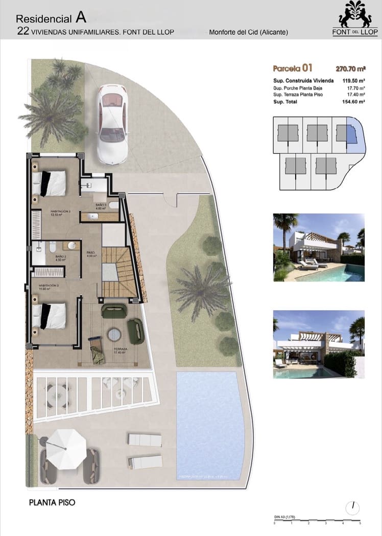 3 makuuhuone Huvila myytävänä paikassa Monforte del Cid mukana uima-altaan - 639 000 € (Ref: 9151066)