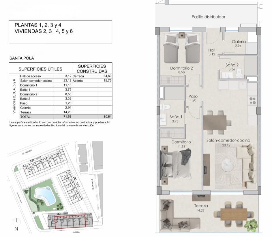 2 bedroom Apartment for sale in Santa Pola with pool garage - € 290,000 (Ref: 9177575)