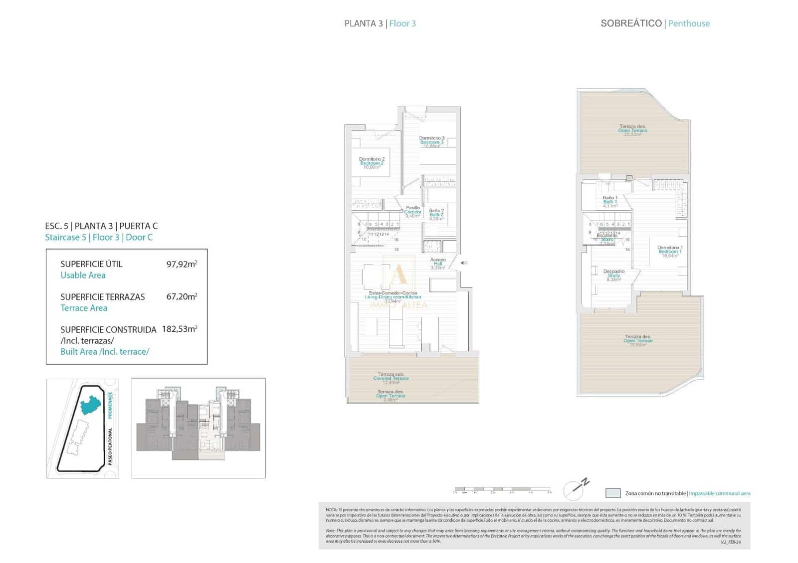 3 soverom Penthouse til salgs i Alicante by med svømmebasseng - € 730 000 (Ref: 9567021)