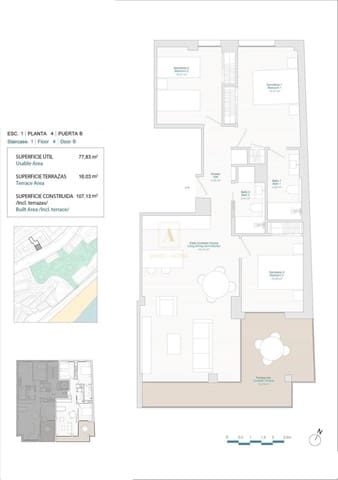 3 makuuhuone Huoneisto myytävänä paikassa Alicante kaupunki - 575 000 € (Ref: 9567215)