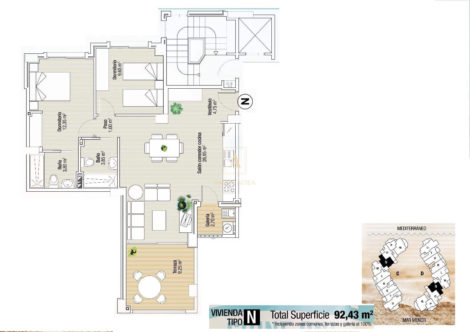 2 camera da letto Appartamento in vendita in Playa Honda con piscina - 237.132 € (Rif: 9567271)