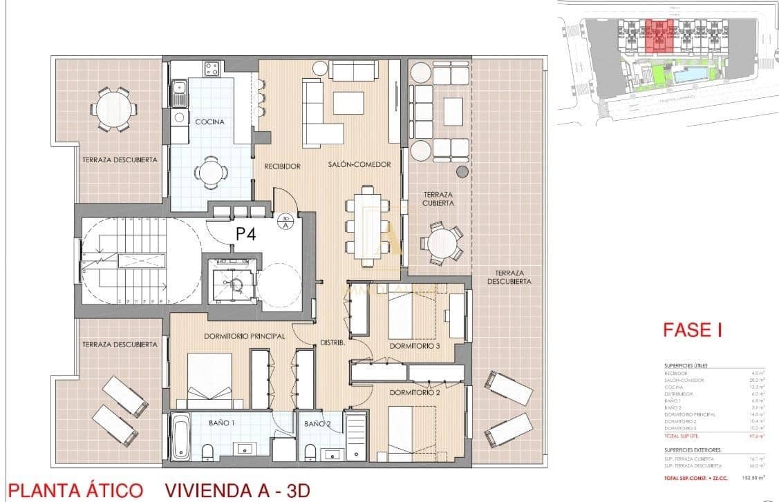 3 sypialnia Penthouse na sprzedaż w Aguilas z basenem - 462 500 € (Ref: 9567327)