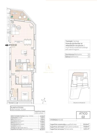 2 makuuhuone Kattohuoneisto myytävänä paikassa Hondón de las Nieves mukana uima-altaan - 220 000 € (Ref: 9567455)