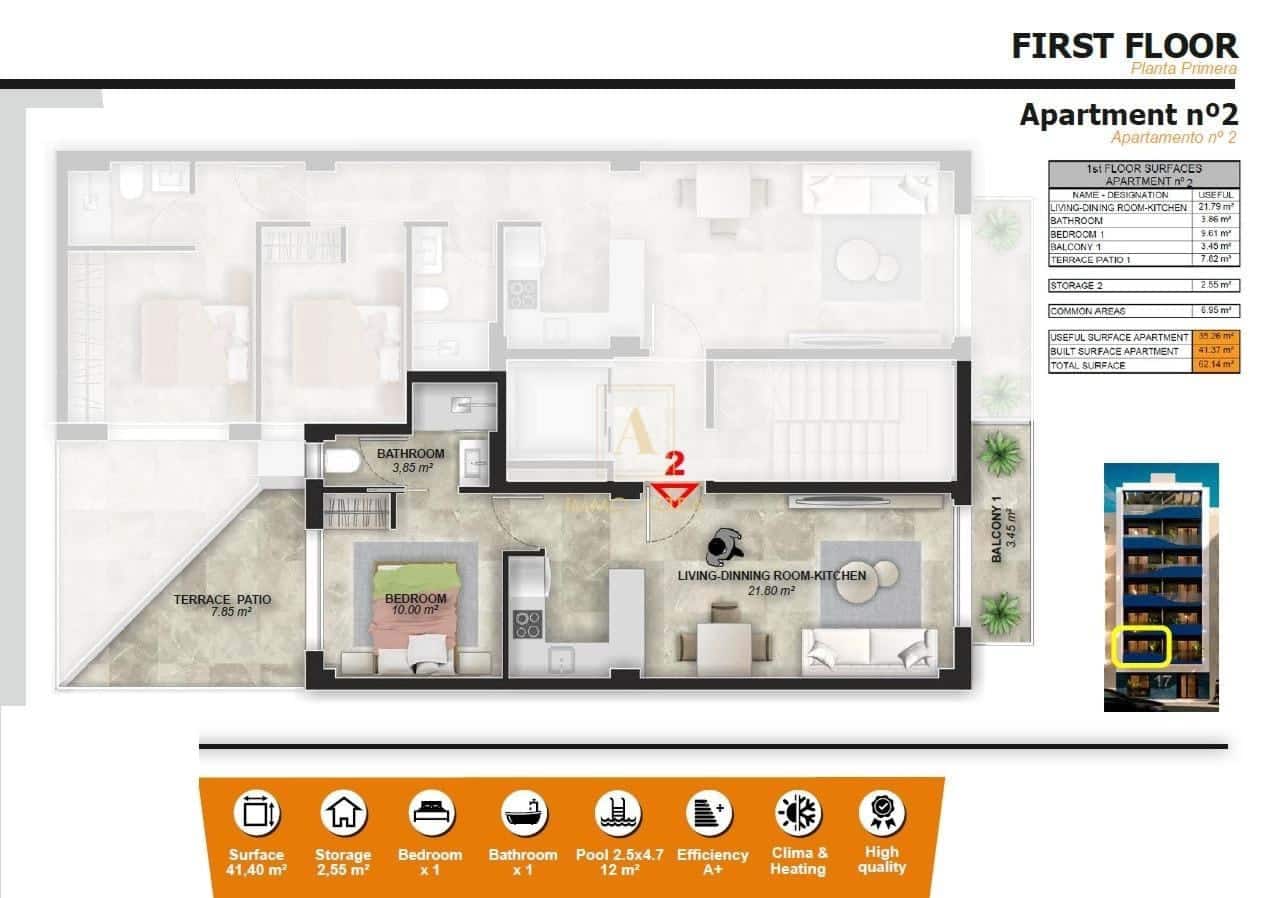 Apartamento de 1 habitación en Torrevieja en venta con piscina - 185.000 € (Ref: 9567490)