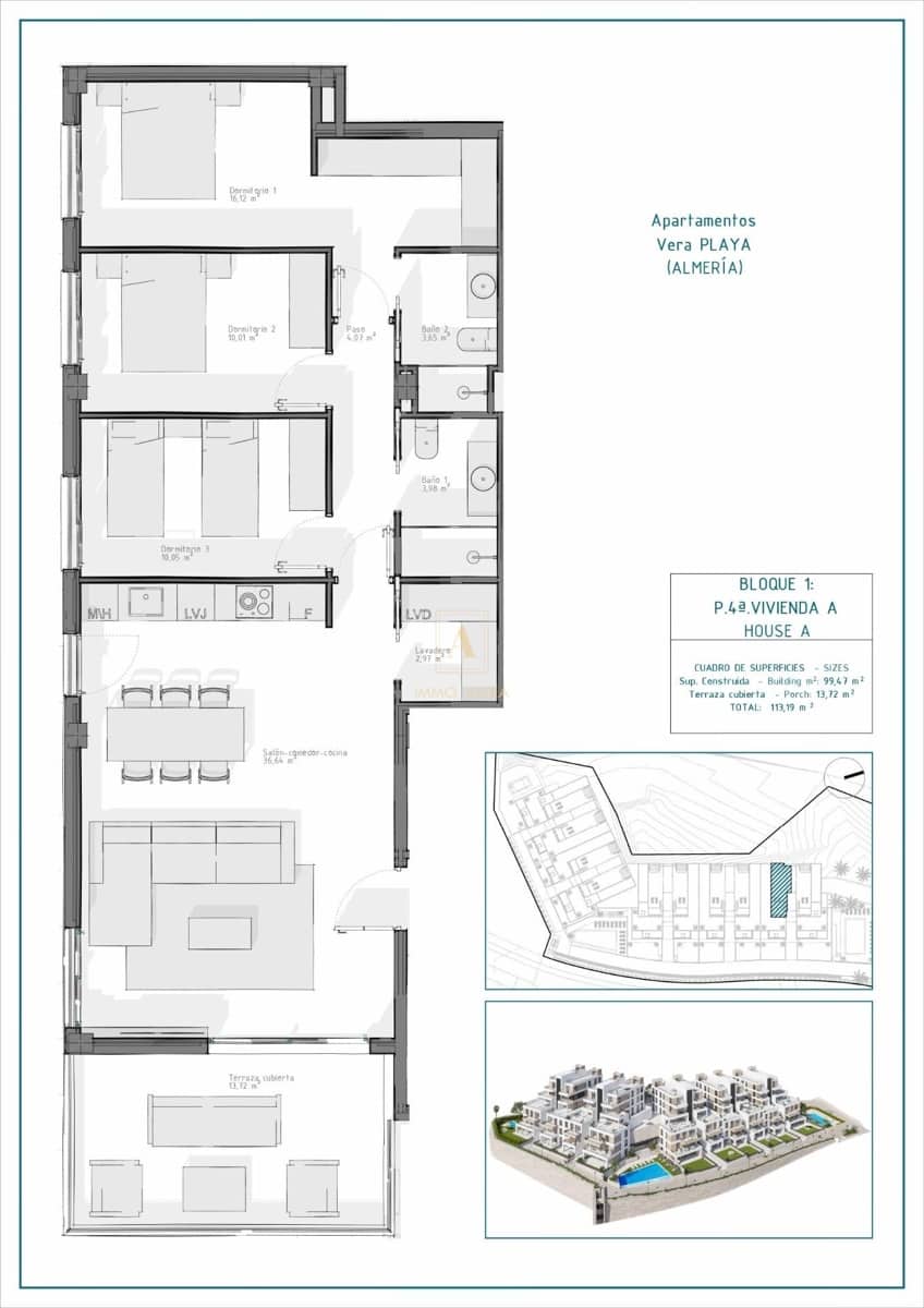 3 slaapkamer Appartement te koop in Vera met zwembad - € 255.000 (Ref: 9567524)