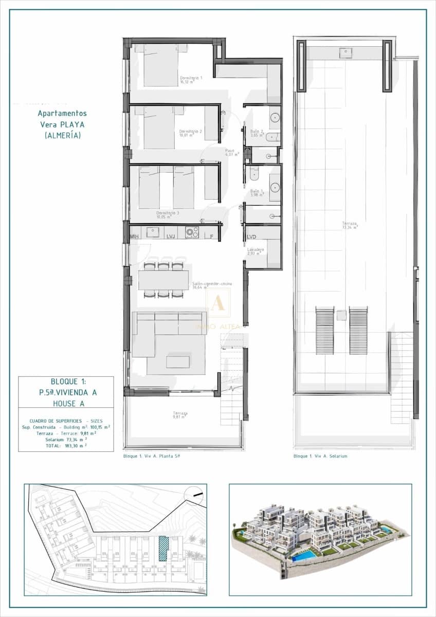 3 quarto Penthouse para venda em Vera com piscina - 395 000 € (Ref: 9567525)