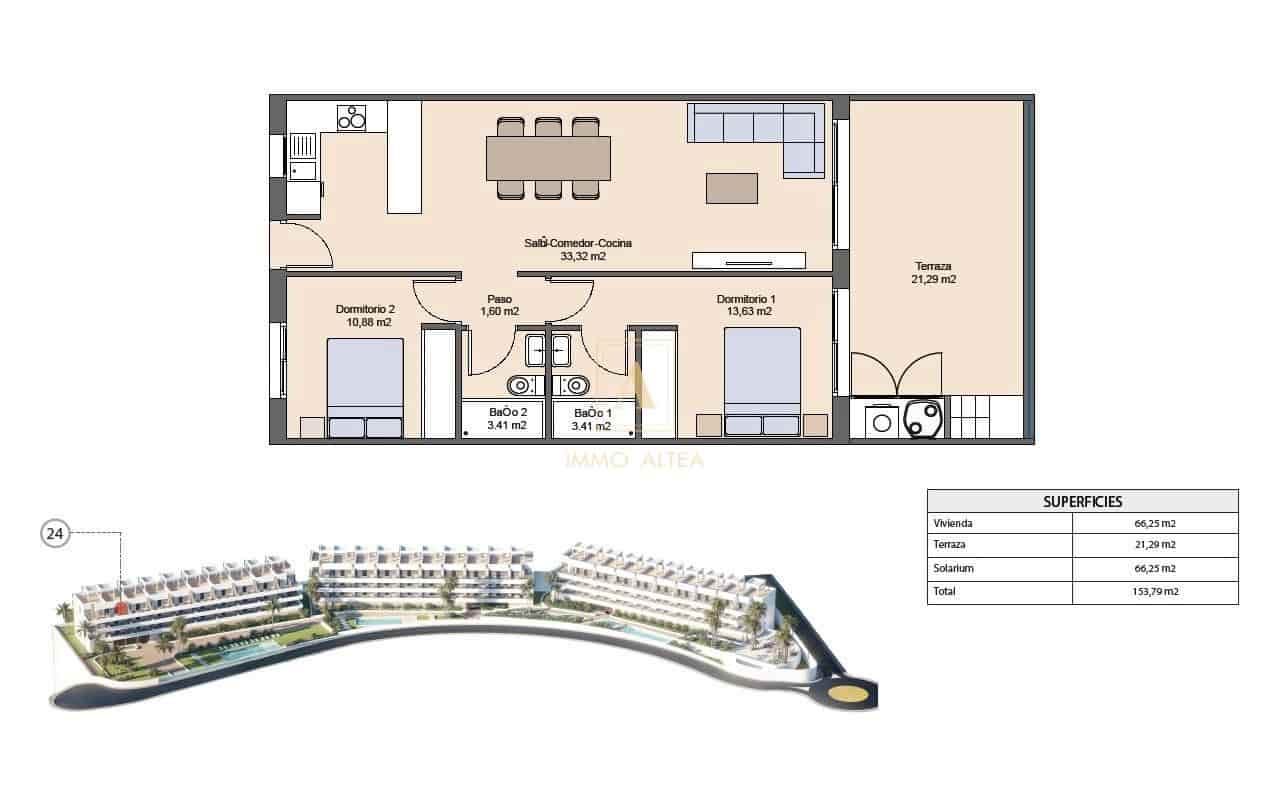 Ático de 2 habitaciones en Finestrat en venta con piscina - 329.900 € (Ref: 9567527)