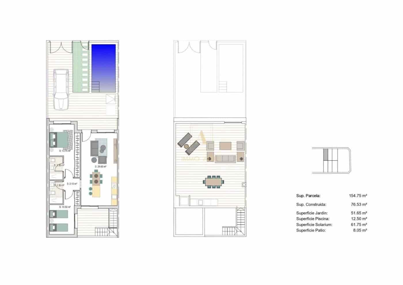 2 quarto Casa em Banda para venda em San Javier com piscina - 285 000 € (Ref: 9585344)