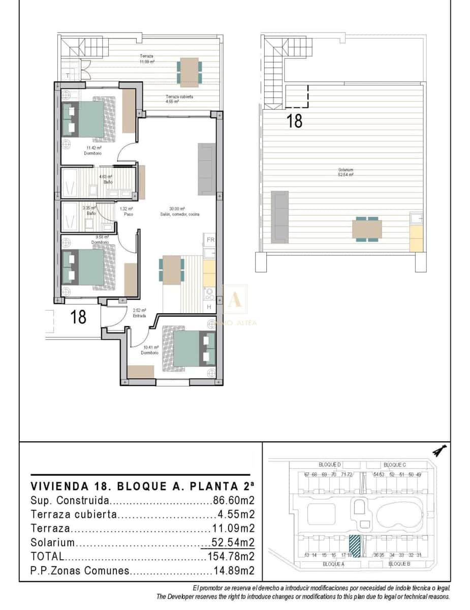3 Zimmer Penthouse zu verkaufen in San Cayetano mit Pool - 296.900 € (Ref: 9590667)