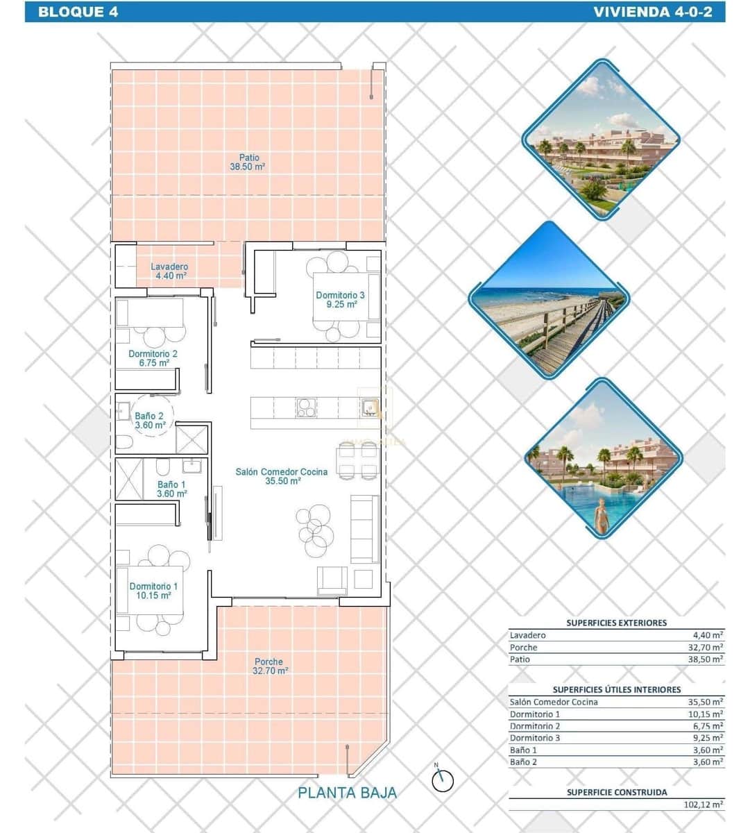 3 Zimmer Apartment zu verkaufen in Pilar de la Horadada mit Pool - 294.900 € (Ref: 9625290)