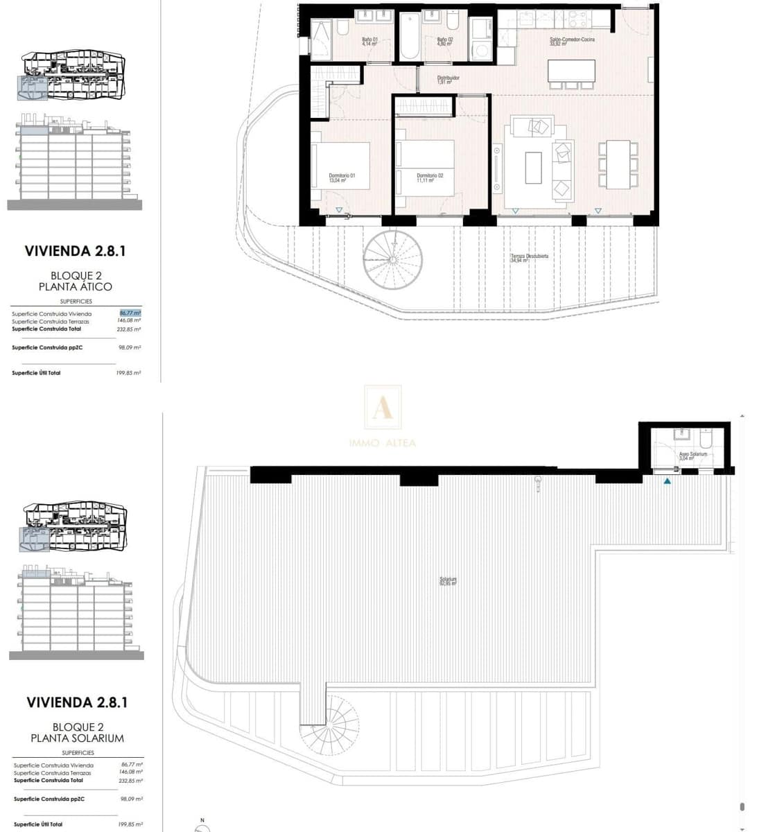 2 bedroom Penthouse for sale in Alicante / Alacant city with pool - € 655,000 (Ref: 9651207)