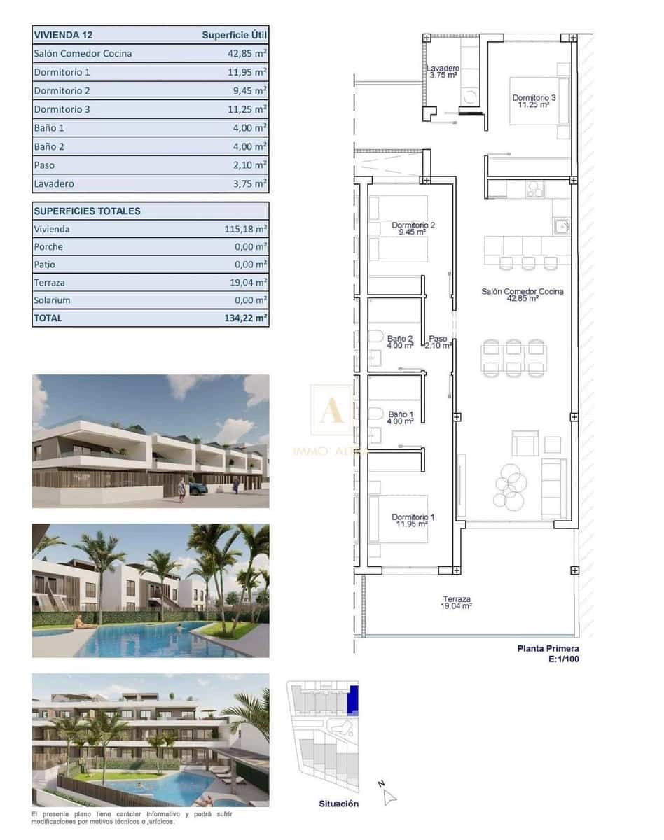 3 sypialnia Apartament na sprzedaż w Pilar de la Horadada z basenem - 315 000 € (Ref: 9663368)