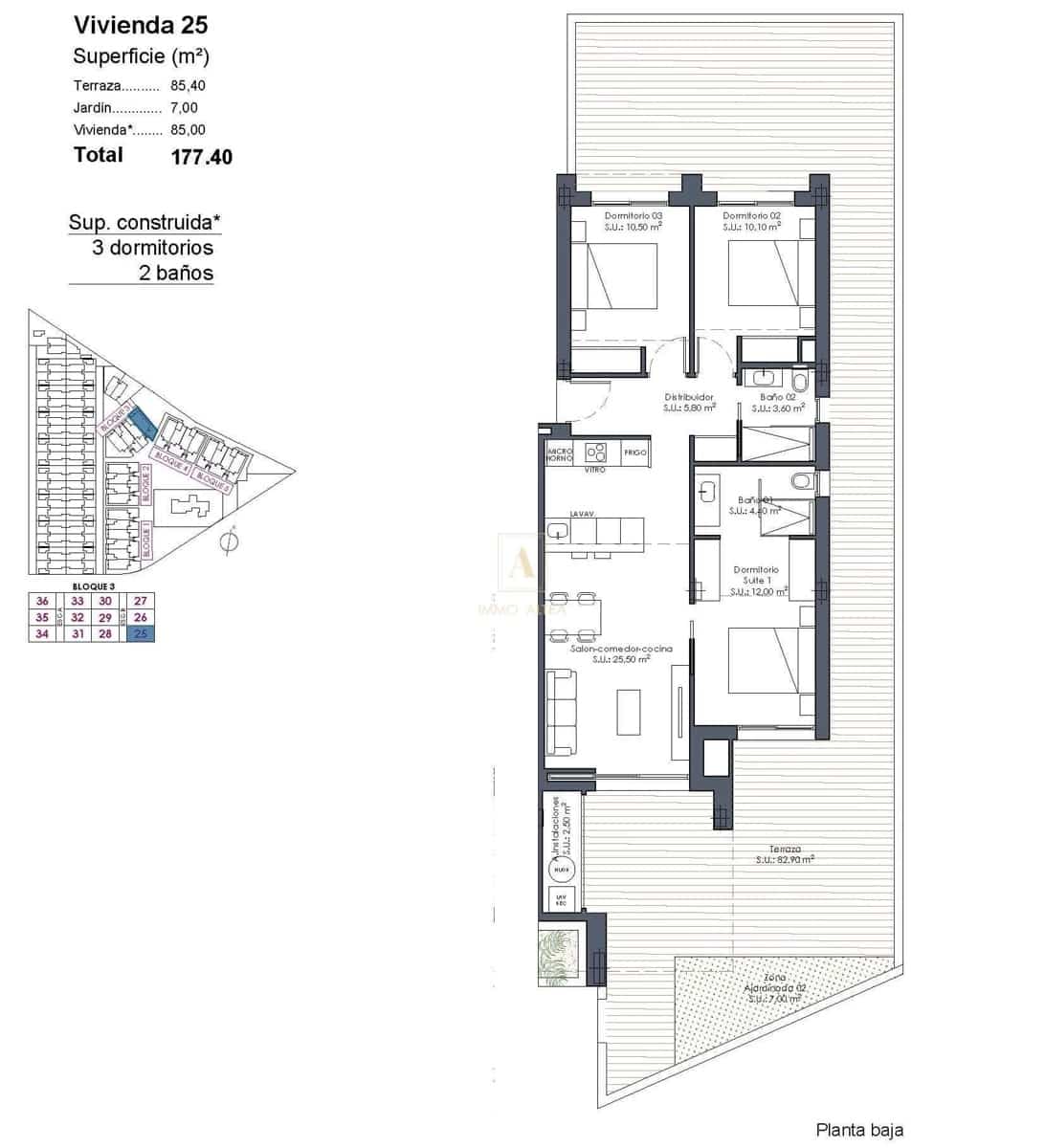 3 sovrum Lägenhet till salu i Los Alcazares med pool - 369 000 € (Ref: 9665879)