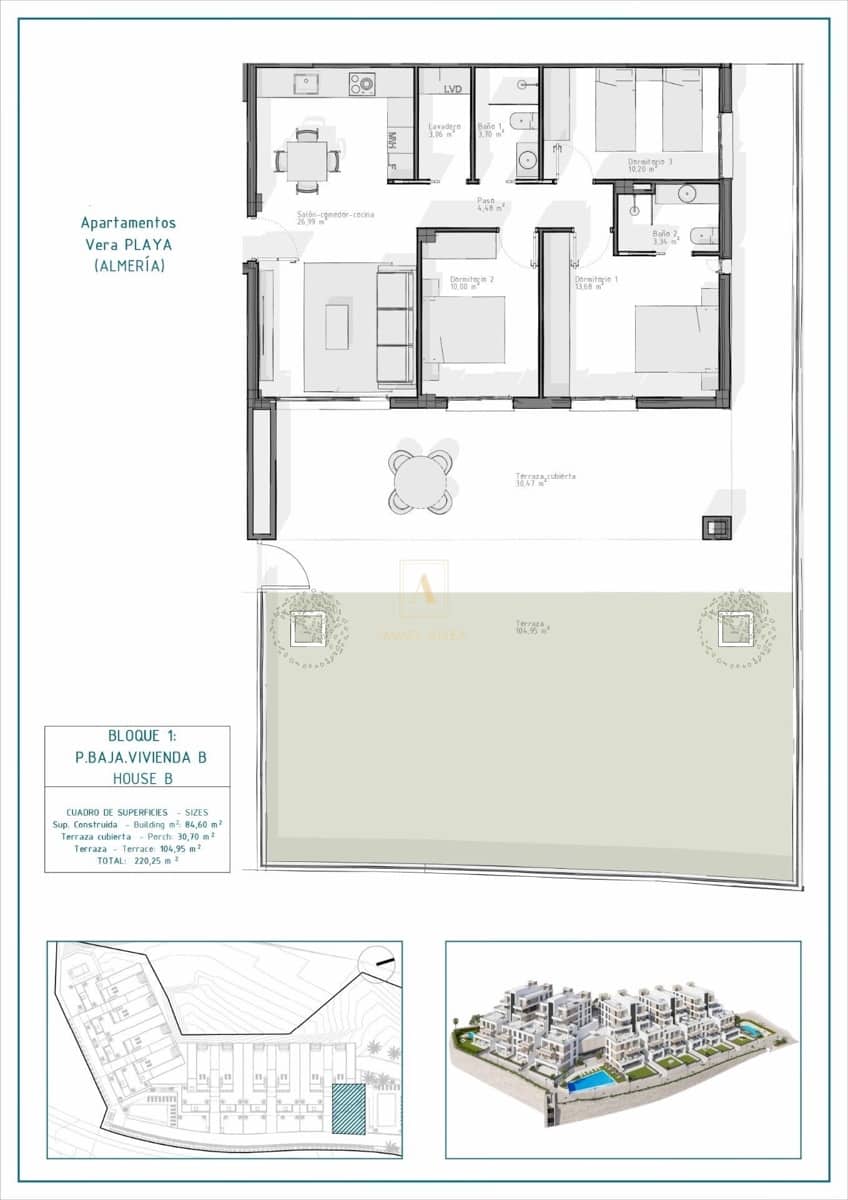3 bedroom Apartment for sale in Vera with pool - € 345,000 (Ref: 9698103)