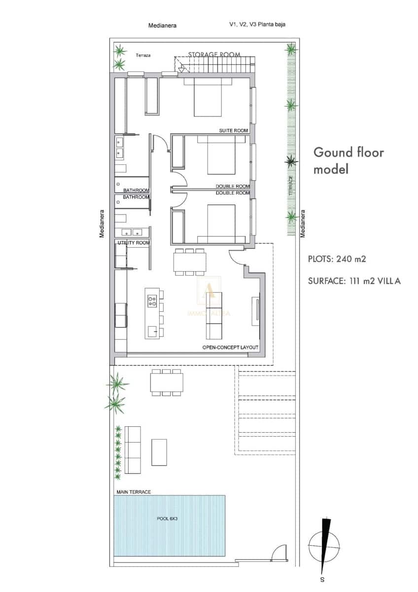 Chalet de 3 habitaciones en Los Alcázares en venta con piscina - 489.000 € (Ref: 9726306)