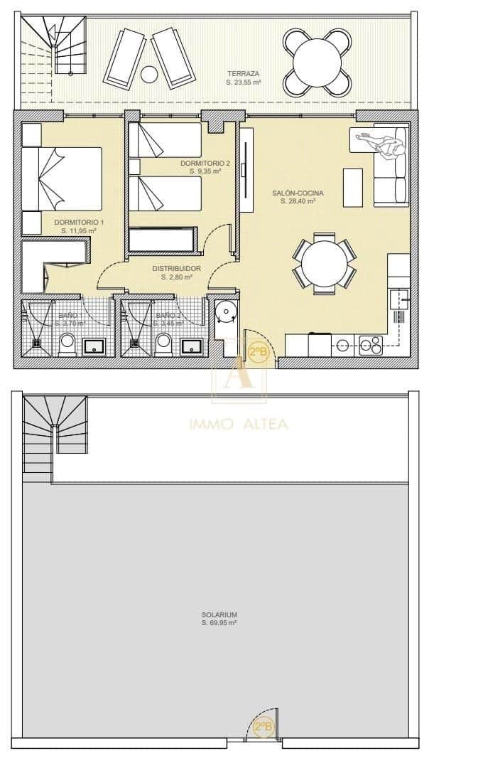 Ático de 2 habitaciones en Finestrat en venta con piscina - 450.000 € (Ref: 9744043)