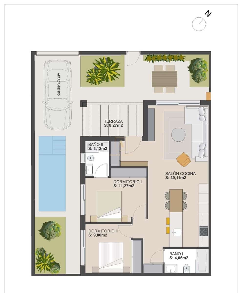 2 bedroom Villa for sale in Roldan with pool - € 269,000 (Ref: 9783595)