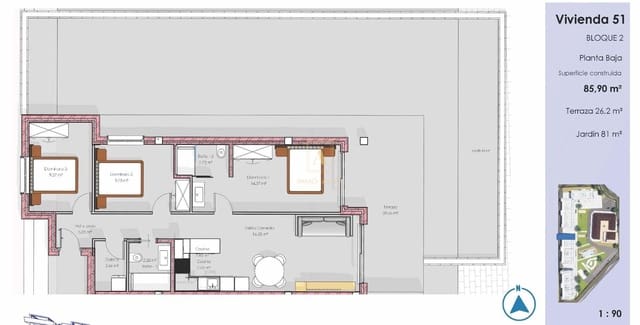 3 bedroom Apartment for sale in Guardamar del Segura with pool - € 340,000 (Ref: 9796131)