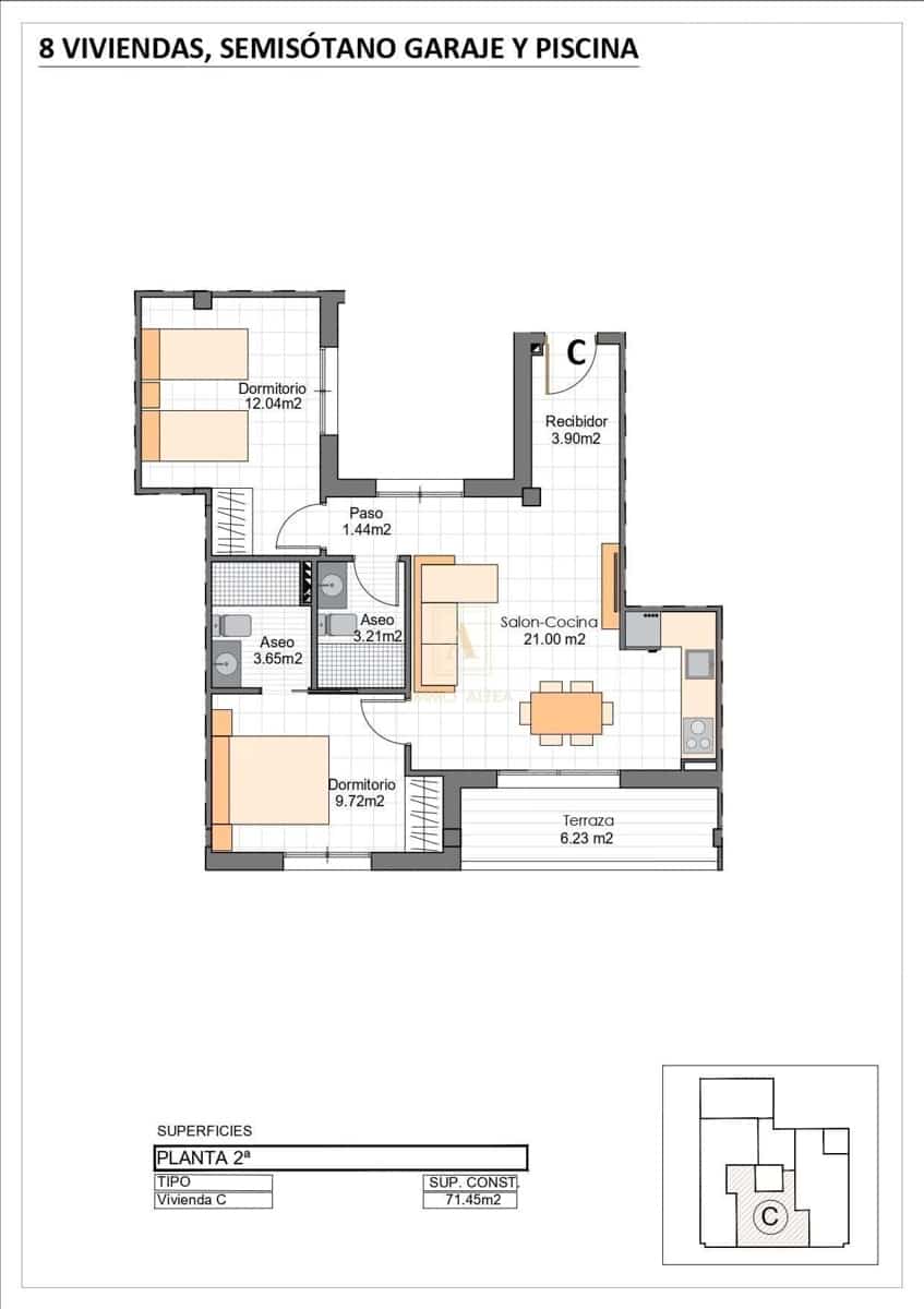 2 soveværelse Penthouse til salg i Lo Pagan med swimmingpool - € 259.900 (Ref: 9833213)