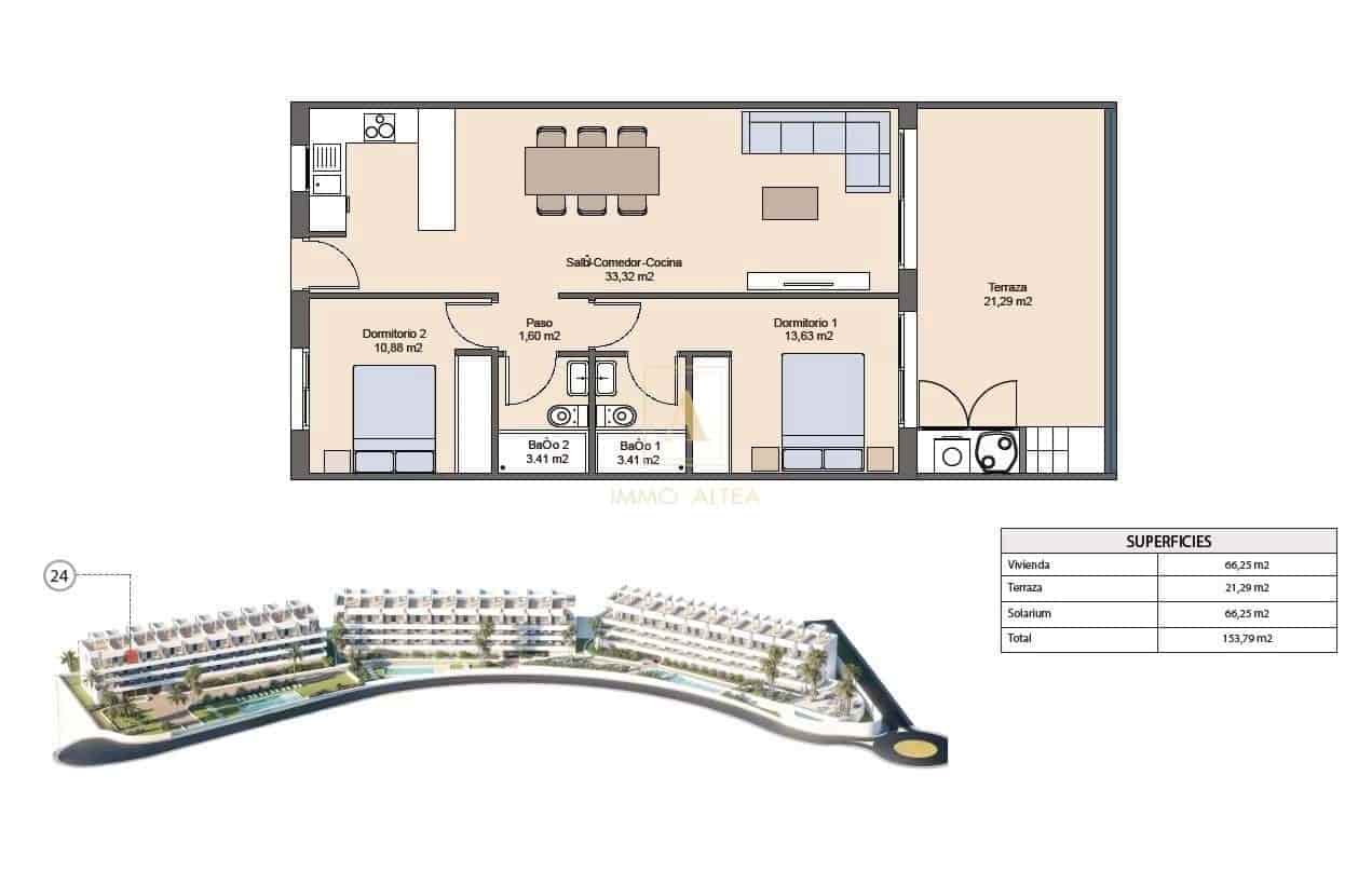 2 quarto Penthouse para venda em Finestrat com piscina - 372 900 € (Ref: 9868154)
