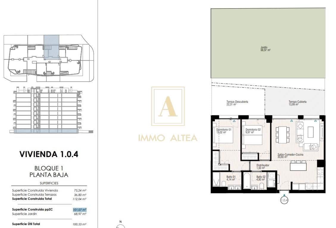 2 soveværelse Lejlighed til salg i Alicante by med swimmingpool - € 468.000 (Ref: 9969175)