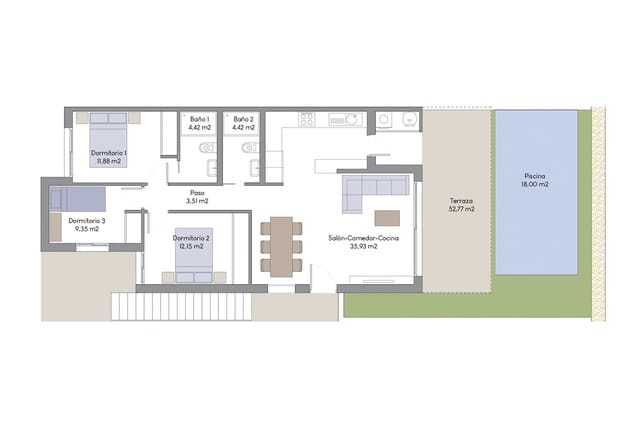 3 slaapkamer Flat te koop in Finestrat met zwembad - € 389.900 (Ref: 8931978)
