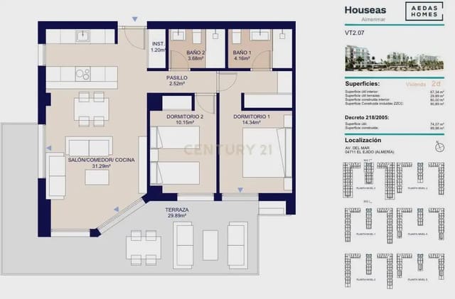 2 soverom Strandleiligheter til salgs i El Ejido med svømmebasseng - € 273 000 (Ref: 9804872)
