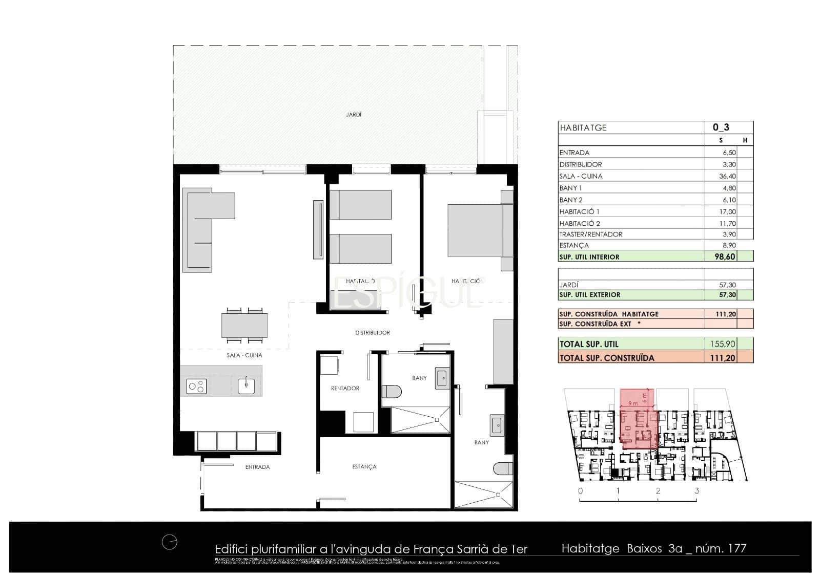 Piso de 1 habitación en Sarrià de Ter en venta con piscina garaje - 190.000 € (Ref: 10015957)