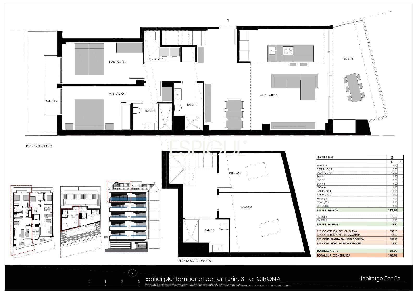 Piso de 3 habitaciones en Girona ciudad en venta con garaje - 625.000 € (Ref: 10015960)