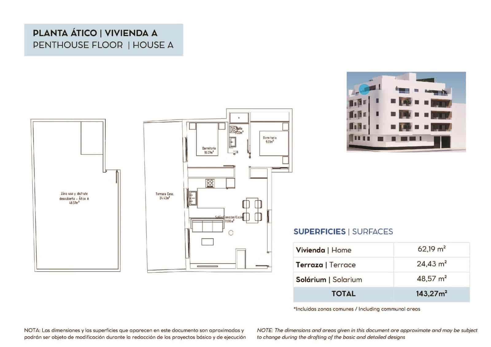 2 Zimmer Penthouse zu verkaufen in Torrevieja - 280.000 € (Ref: 10011885)