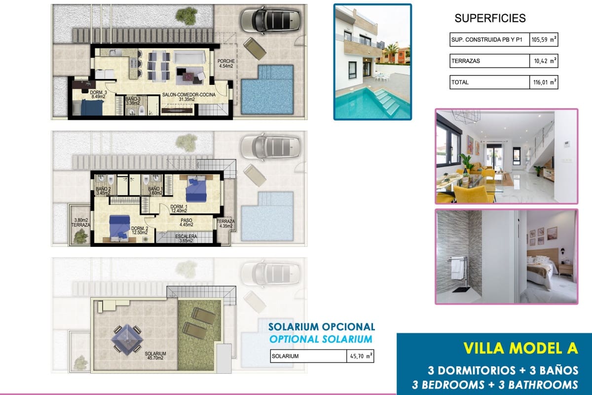 3 soveværelse Villa til salg i Torrevieja med swimmingpool - € 424.000 (Ref: 9738133)