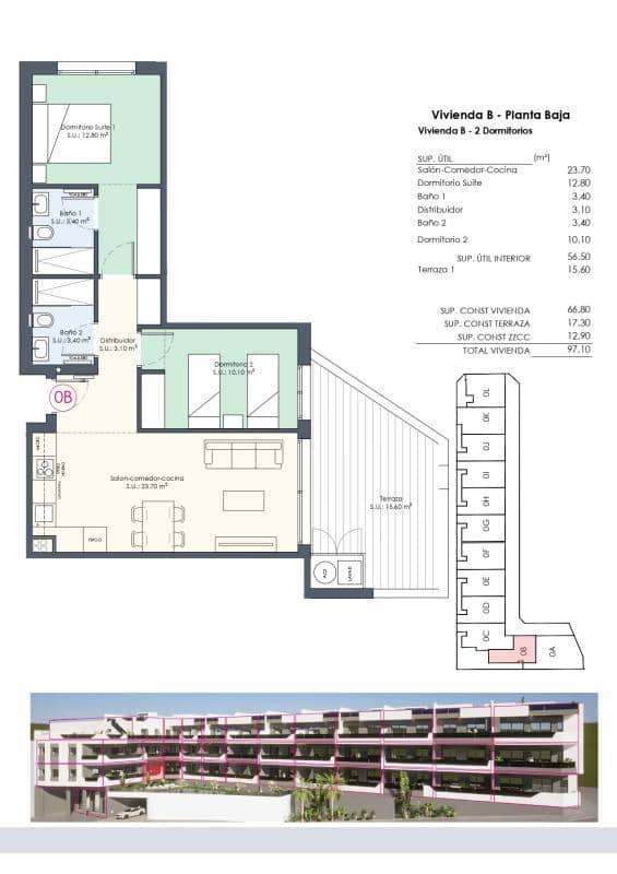 2 bedroom Apartment for sale in Benijofar with pool - € 421,000 (Ref: 9738286)
