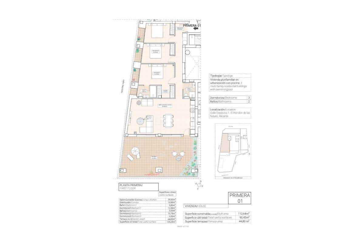 2 sypialnia Apartament na sprzedaż w Hondon de las Nieves z basenem - 240 000 € (Ref: 9740436)